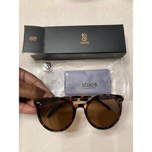 🆕SOJOS Womens‎ Dark Brown Classic Round Retro Vintage Large Frame Sunglasses